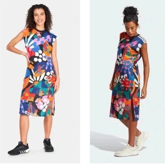adidas x Farm Rio Multicolor Graphic Midi Dress - Picture 2 of 13